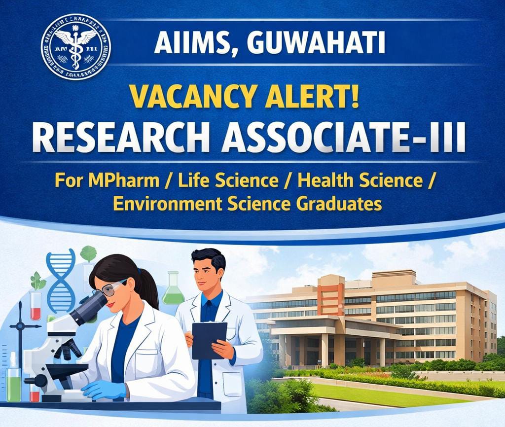 Vacancy for MPharm/ Life Science/ Health Science/ Environment Science Graduates as Research Associate-III at AIIMS, Guwahati
