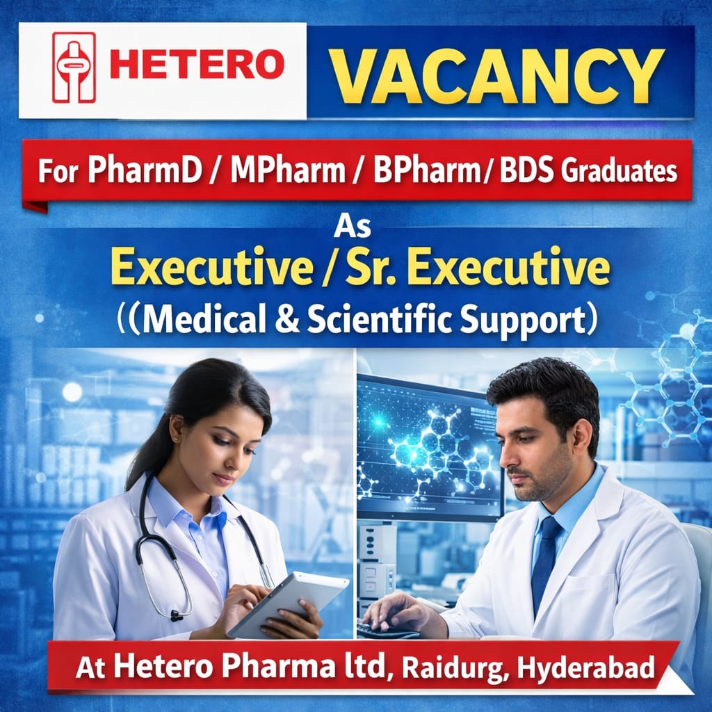 Vacancy for BPharm/ MPharm Graduates as Team Member MSAT Injectable at Dr. Reddy’s Laboratories, Visakhapatnam
