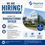 Vacancy for BPharm/ MPharm Graduates as Manufacturing Officer at Supriya Lifescience ltd, Ambernath