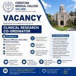 Vacancy for BPharm/ MPharm/ BSc/ MSc/ PharmD Graduates as Clinical Research Co-ordinator at Christian Medical College, Vellore