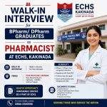 Walk-in-interview for BPharm/ DPharm Graduates as Pharmacist at ECHS, Kakinada