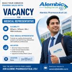 Vacancy for BPharm/ DPharm/ BSc/ MBA Graduates as Medical Representative at Alembic Pharmaceutical ltd, Pune
