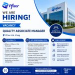 Vacancy for BPharm/ MPharm/ MSc Graduates as Quality Associate Manager at Pfizer ltd, Vizag