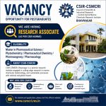 Vacancy for Master in Pharmaceutical Science/ Phytochemistry/ pharmaceutical Chemistry/ Pharmacognosy/ Pharmacology Graduates as CSIR-CSMCRI, Bhavnagar