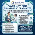 Vacancy for BPharm/ BSc Graduates as Scientific Sales Executive at Sanofi ltd, Delhi