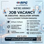 Vacancy for BPharm/ MPharm Graduates as Sr. Executive-Regulatory Affairs at RPG Lifescience ltd, Ankhleshwar