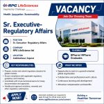 Vacancy for BPharm/ MPharm Graduates as Sr. Executive- Regulatory Affairs at RPG LifeScience ltd, Ankhleshwar