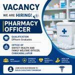 Vacancy DPharm Graduates as Pharmacy Officer at Office of Distict Health and Family Welfare Officer, Chikkaballapur