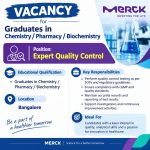 Vacancy for Graduates in Chemistry/ Pharmacy/ Biochemistry as Expert Quality Control at Merck ltd, Bangalore
