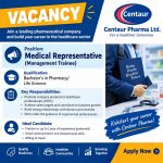 Vacancy for bachelor’s in pharmacy/ Life Science as Medical Representative (Management Trainee) at Centaur Pharma ltd