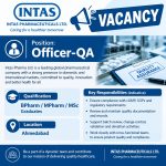 Vacancy for BPharm/ MPharm/ MSc Graduates as Officer-QA at Intas Pharma ltd, Ahmedabad