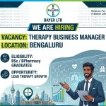 Vacancy for BSc/ BPharmacy Graduates as Therapy Business Manager at Bayer ltd, Bengaluru