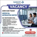 Vacancy of Medical Information Writer for Life Science/ Pharmacy/ MBA Graduates as  at Sanofi ltd, Hyderabad