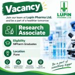 Vacancy as Research Associate for MPharm Graduates at Lupin pharma ltd, Pune