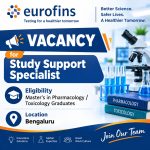 Vacancy as Study Support Specialist for master’s in Pharmacology/ Toxicology Graduates at Eurofins ltd, Bengaluru